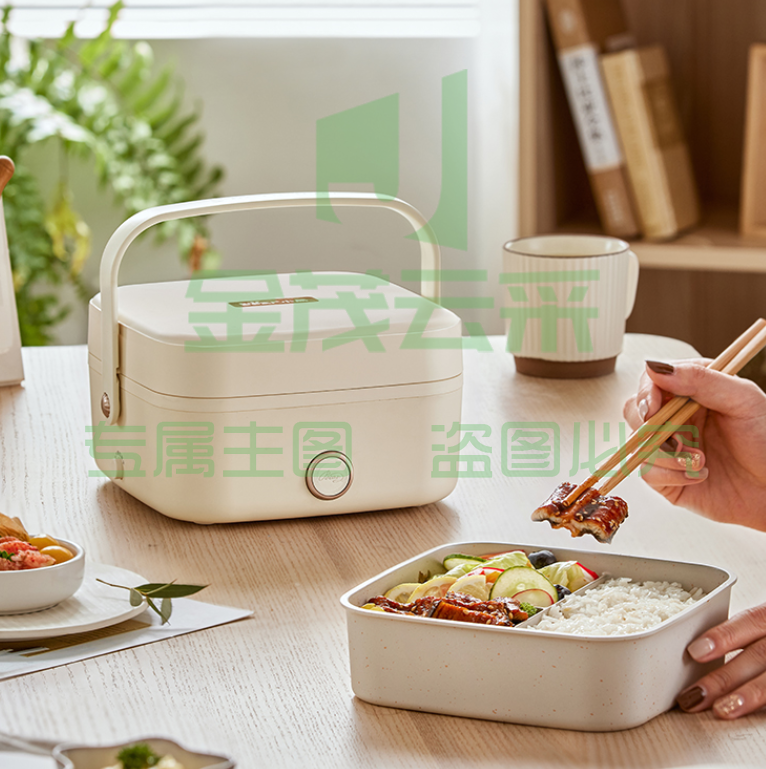 小熊免注水电热饭盒加热便当盒上班族带饭神器保温饭盒 白色插电加热