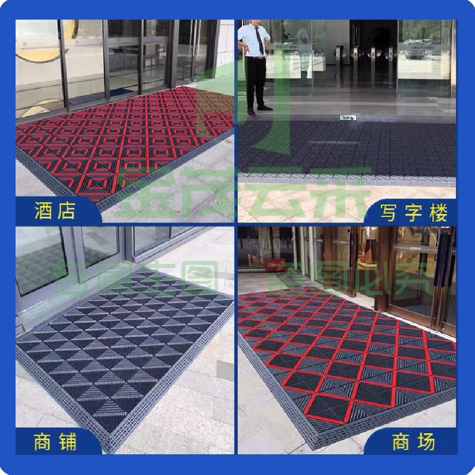 商用迎宾脚垫防滑地垫 1m*1m三刷灰块灰刷 门口防滑地垫除尘垫脚垫 塑胶塑料脚踏 门厅商用户外台阶拼接地垫