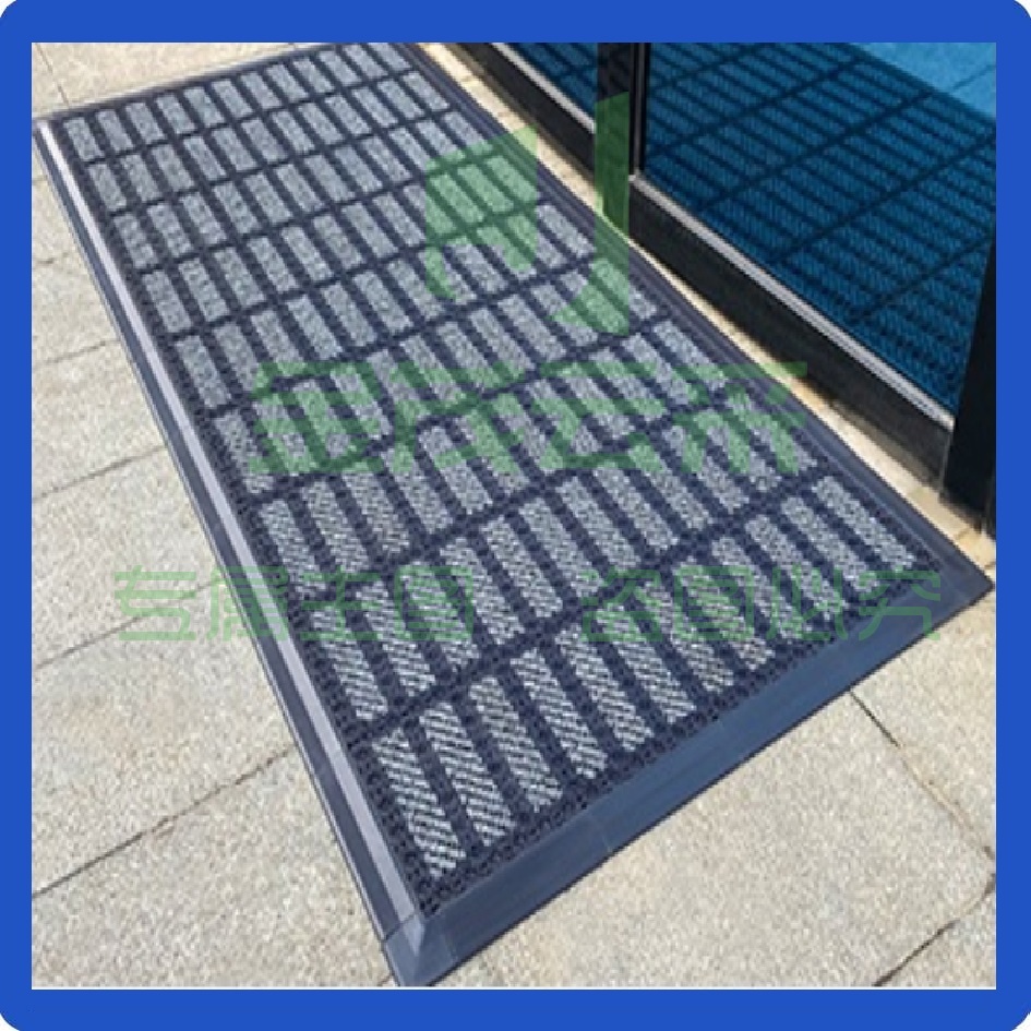 商用迎宾脚垫防滑地垫 1m*1m灰条灰色 门口防滑地垫除尘垫脚垫 塑胶塑料脚踏 门厅商用户外台阶拼接地垫