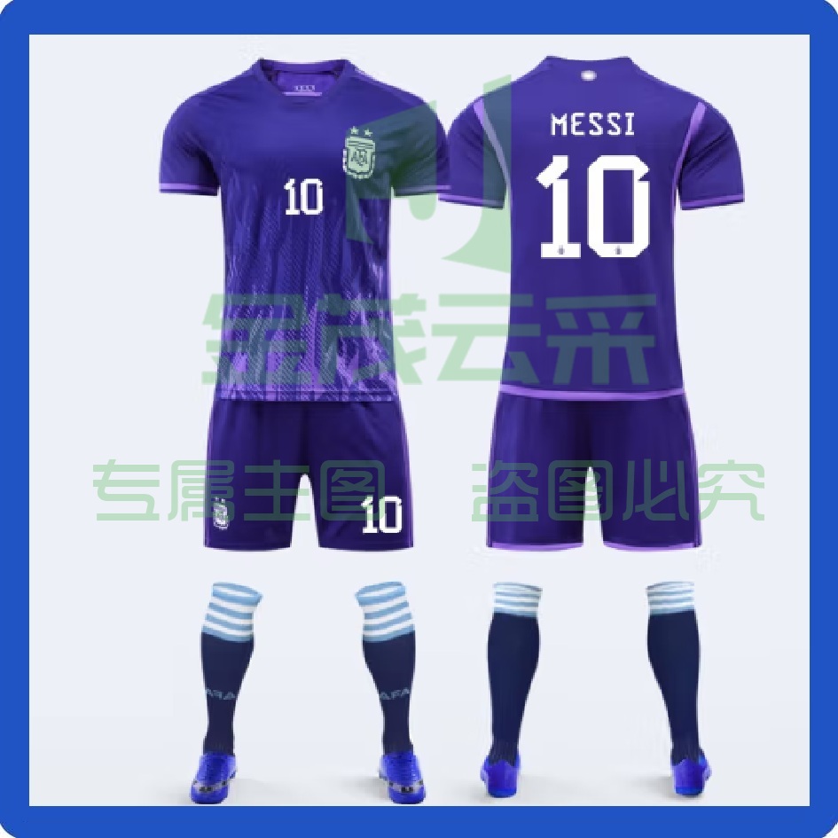 足球服套装男 2022世界杯10号梅西M码   可选S M L XL  XXL码 可印制LOGO