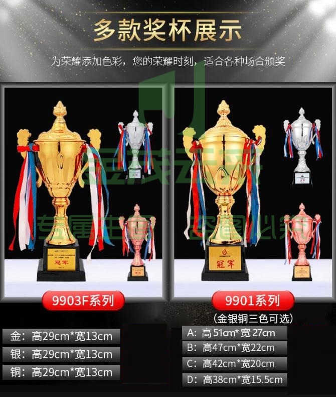 金属奖杯定制刻字  水晶创意运动会奖牌 29*13cm 9903F