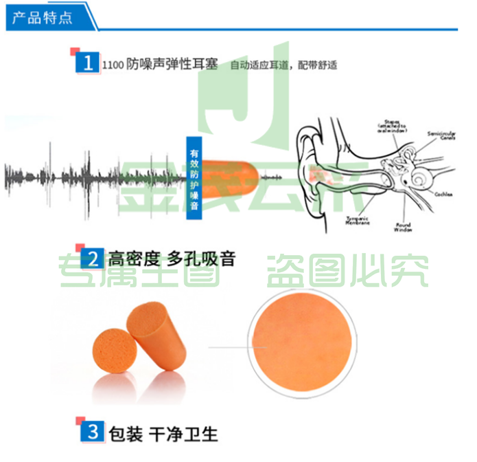3M 1100(不带线) 耳塞 抗噪 防噪音 睡眠隔音耳塞(10付/包)