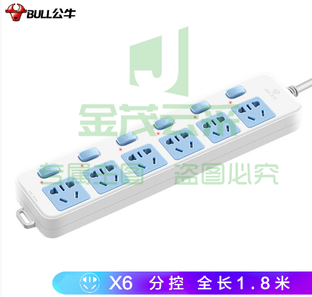 公牛（BULL） GN-317 插线板1.8米 6位分控