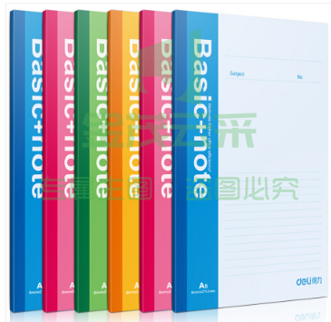 得力(deli)A5/100张无线装订软抄本办公记事本 文具笔记本子7655（单本装，颜色随机）
