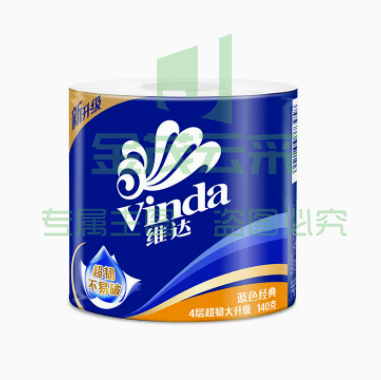 维达（Vinda）卷纸 蓝色经典160克10卷 4层加厚 卫生纸卷筒纸 纸巾卷纸