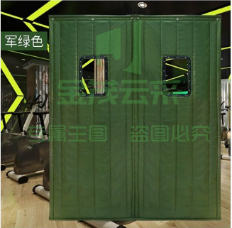 军绿色带窗户门帘 布艺棉门帘 家用挡风门帘 每平米价 （不支持安装）