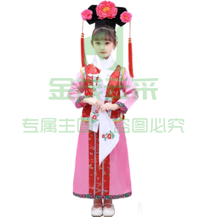 格格服清朝服饰女童还珠格格服装古装满族儿童有一个姑娘演出服女