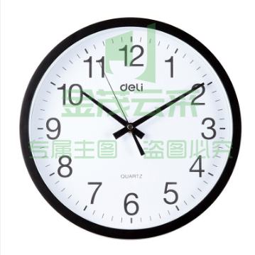 得力9006挂钟(黑)(只)37CM(14.5寸)