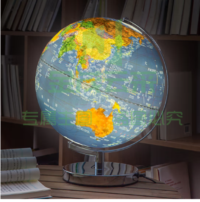 得力(deli)30cm大号3D立体浮雕地球仪灯摆件 儿童学生用地球仪高清中英文对照教学 六一儿童节生日礼物 2165