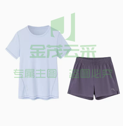 安踏速干套装丨女 短袖短裤两件 紫色 2023新款夏季运动套装透气吸湿轻质