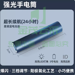迷你手电筒强光可充电  随身强光手电筒【墨黛蓝】
