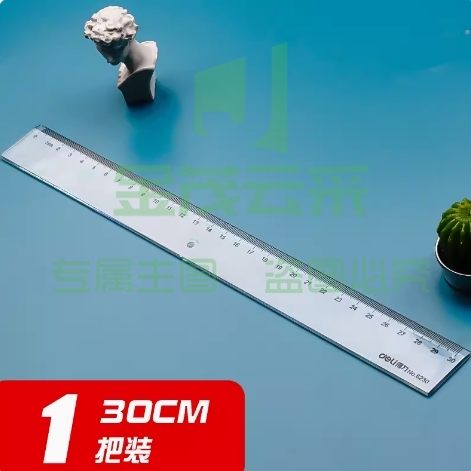 得力透明直尺 塑料尺 30cm