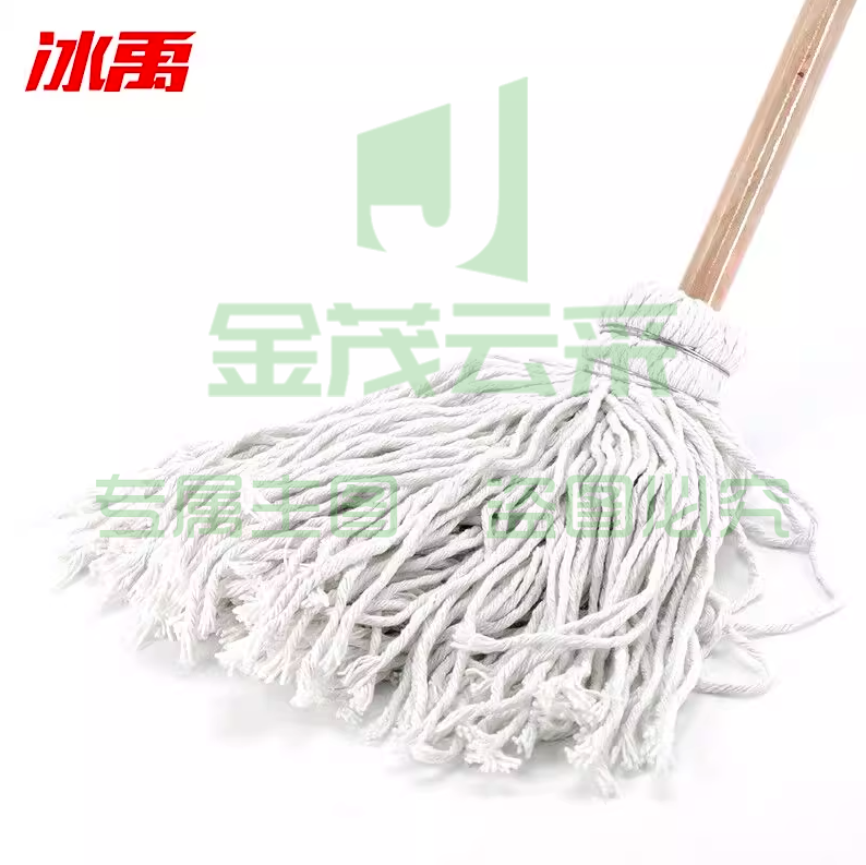 冰禹 BYA-25 木头杆棉线拖把 吸水拖把 白线条拖把布条拖把