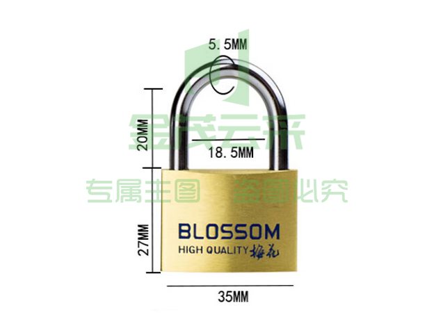 梅花（BLOSSOM）铜挂锁 35mm（074） 防水防锈家用锁具 宿舍挂锁柜门锁 防盗窗锁头