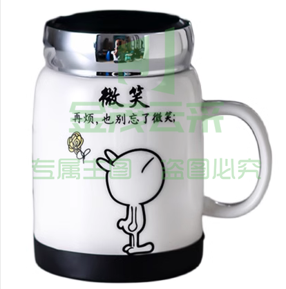 创意个性陶瓷杯子马克杯带盖勺潮流情侣杯家用男女水杯办公杯定制（无勺子）