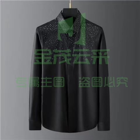 潮牌ins长袖品牌衬衣  轻奢烫钻