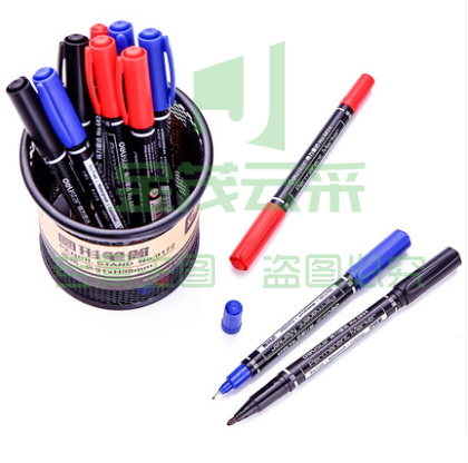 得力（deli ) 6824 记号笔勾线笔双头油性笔 黑色