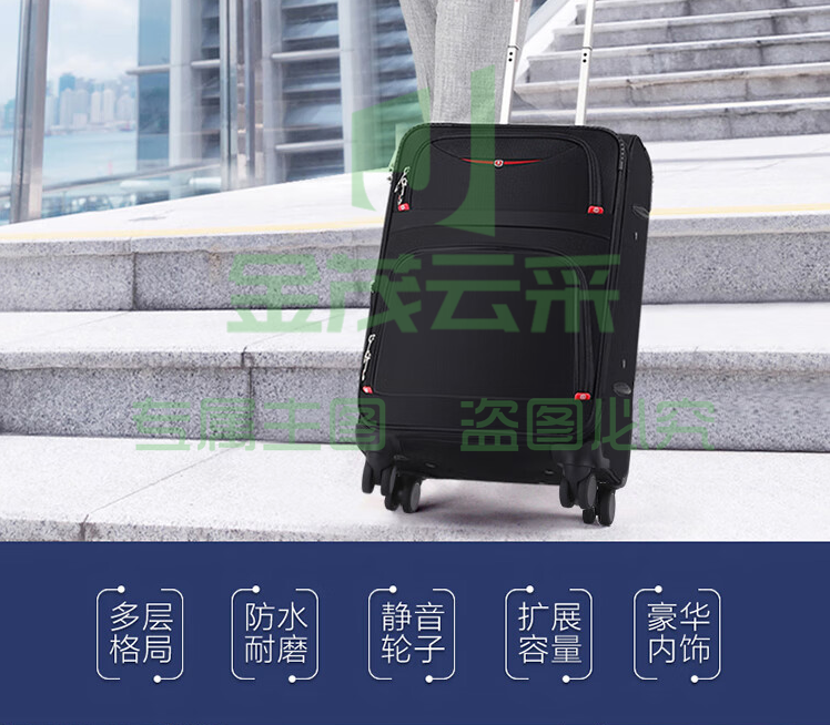 兰博军刀(Rambo Saber)行李箱牛津布拉杆箱商务旅行箱登机箱帆布密码箱超大容量箱子软箱 086A黑色 32英寸