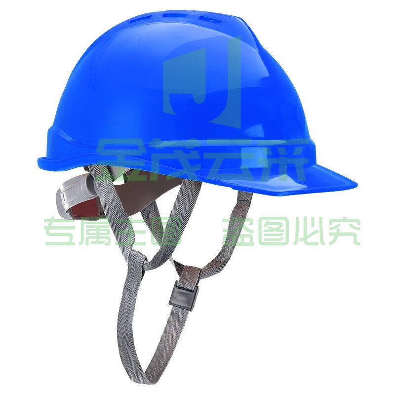 援邦 安全帽 工地 施工工程安全帽头盔 建筑 防砸抗冲击V型ABS安全帽旋钮 蓝色 均码