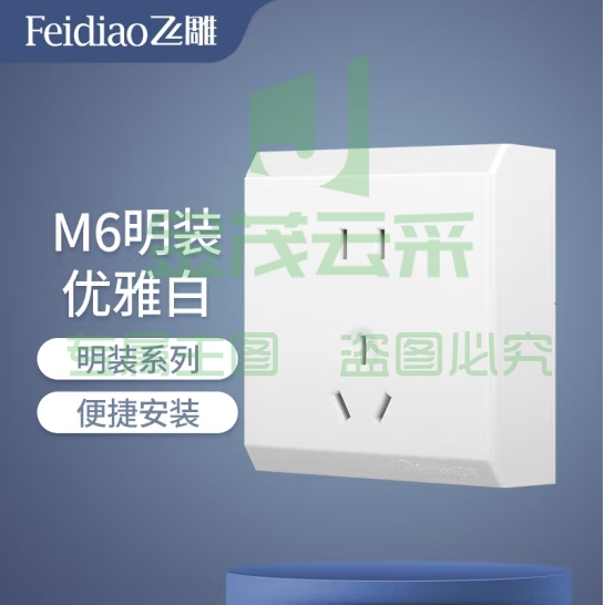 飞雕 M6明装插座10A联体二三插插