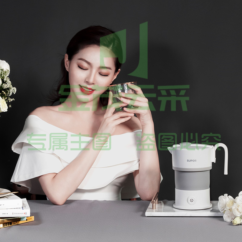 苏泊尔（SUPOR）电热水壶 便携式烧水壶 SW-06J007 食品级硅胶折叠电水壶 双电压 出差旅行开水壶 0.6L SKU：YDKJ09739