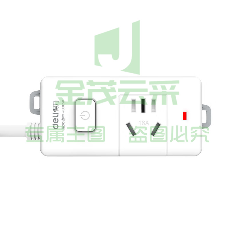 得力(deli) 16A大功率插座 4kw空调插座/插排/插线板/排插/接线板 单孔 总控开关 18277-02（送10A插头） SKU：YDKJ09649