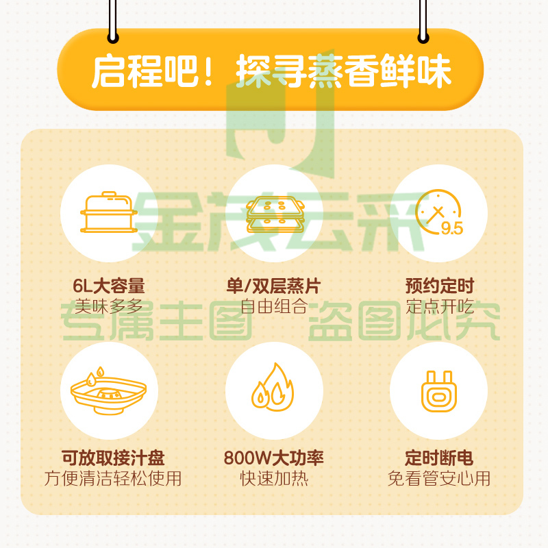  美的（Midea）6L电蒸锅 多用途锅 蒸蛋器 家用迷你多功能早餐机 电热煮锅智能可预约可视易清洁ZG2020Q3-401 SKU：YDKJ09738