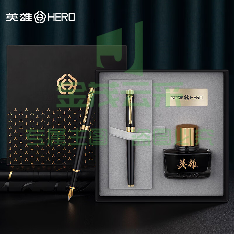 英雄（HERO）钢笔礼盒 【韶华系列】男女商务个性办公签字铱金书写笔送礼墨水套装 黑丽雅