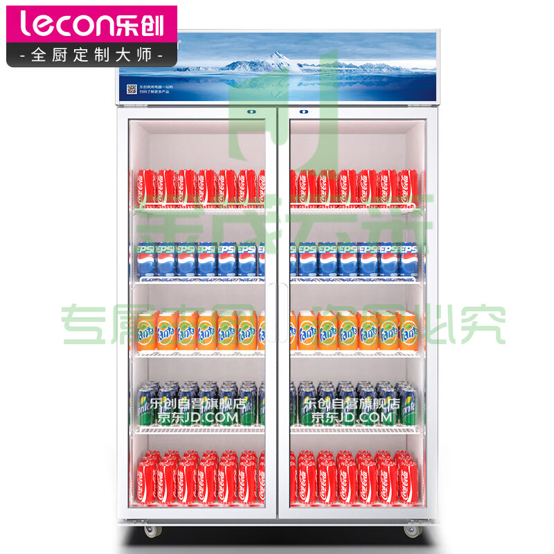 乐创（lecon）展示柜冷藏柜双开门保鲜柜便利店饮料冰箱商用超市冰柜啤酒柜直冷企业采购LC-ZSG02 800FZ B1