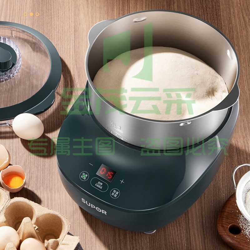 苏泊尔 （SUPOR）厨师机家用和面机 3.5L低噪全自动揉面机 多功能搅面机一键发酵醒面复古绿 SHM02