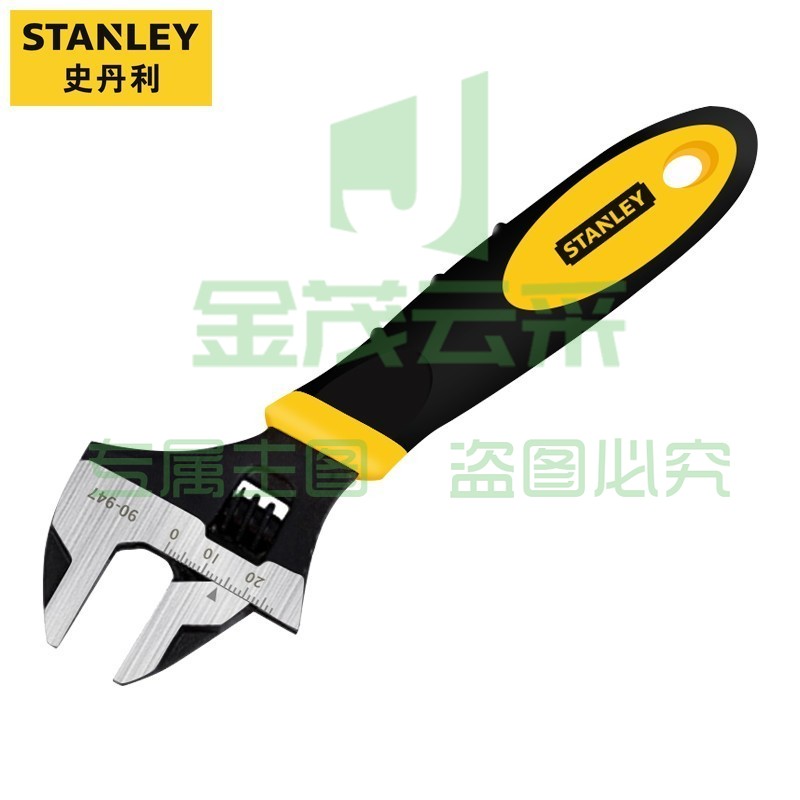 史丹利（STANLEY）双色柄铬钒钢活动扳手多功能汽修车机修活络扳手开口扳手 90-948-23 （8英寸）现货