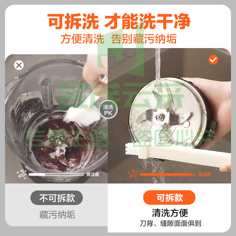 苏泊尔（SUPOR）破壁机 易洁可拆洗系列 家用多功能豆浆机超薄底座降噪榨汁料理辅食机高温蒸汽清洗SP722R