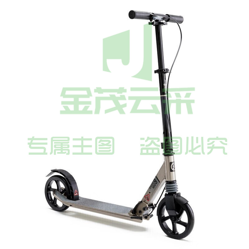 迪卡侬滑板车折叠避震手刹两轮滑轮OXELO-S青年豪华版酷黑(适合身高125-175）2574102