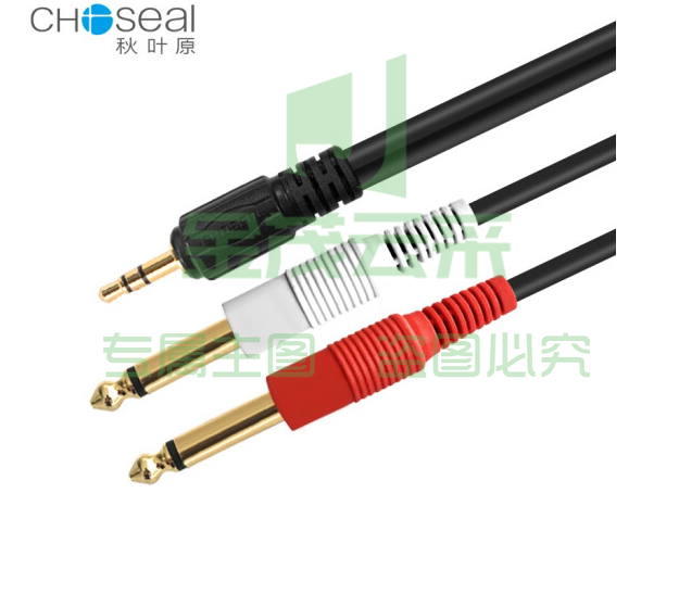 秋叶原 3.5转双6.5 10米 音频线 一分二电脑手机连接调音台功放音响箱立体声连接线
