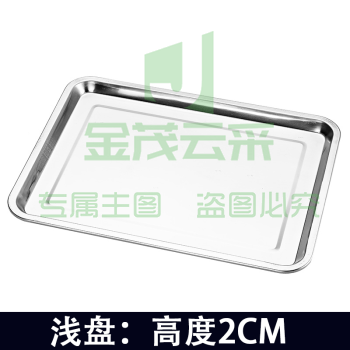 巨联（JULIAN）不锈钢方盘 托盘长方形托盘餐盘烧烤鱼盘蒸饭盘菜盘 蒸饭柜蒸饭车盘子 浅盘 27*20X2cm