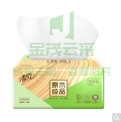 清风小原木纯品2层200抽纸巾餐巾纸 3包/提  BR38SC2（48包/箱）