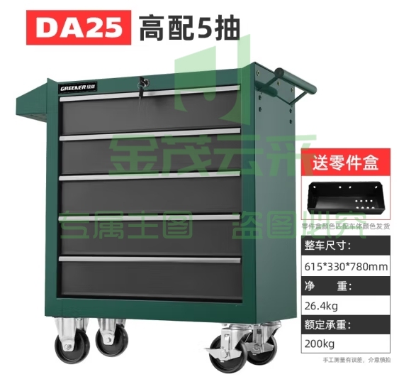 绿林（GREENER）汽修工具车 车间工具柜移动工具手推车多功能零件车五金工具箱 (zhyghf_93500232)