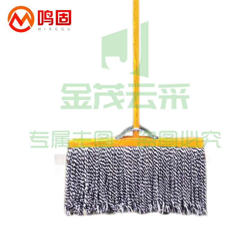 鸣固  平板拖把 老式木杆棉线墩布 商用棉纱瓷砖拖水地拖普通尘推拖把 木柄木质头80cm宽  货号：GD