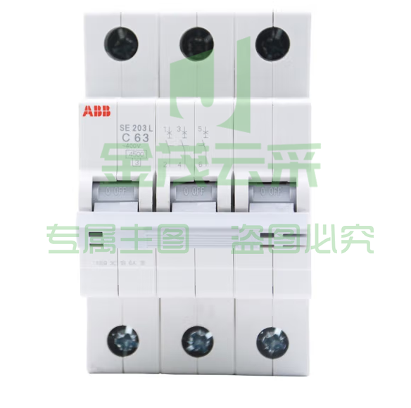 ABB断路器 3P63A空气开关三极微型空开 SE203L-C63  货号：JC