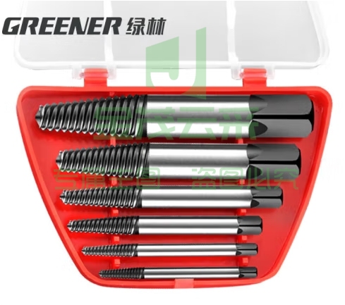 绿林（GREENER）断丝取出器6件套拆螺丝神器万能滑丝反丝水龙头罗丝锥取丝器 (zhyghf_93500200)