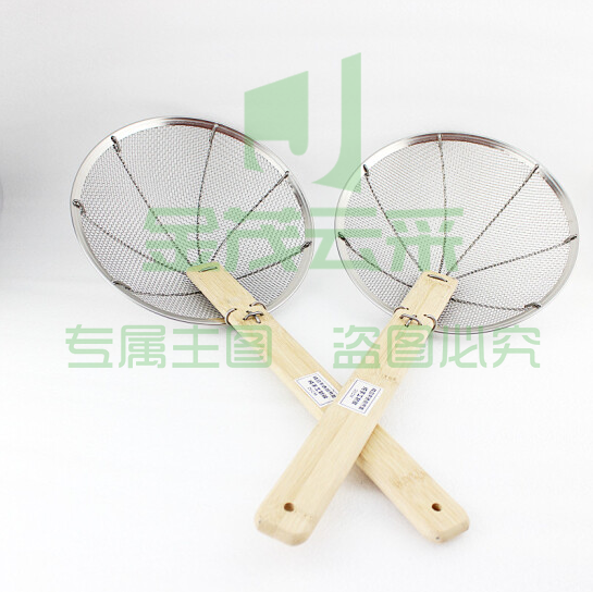  饭店油炸过滤网勺 不锈钢木把笊篱 30cm