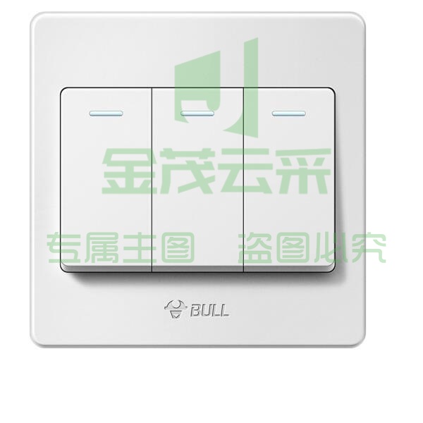 公牛(BULL) 开关插座 G05系列 三开单控开关 86型面板 白色 暗装（5个起售）（可当天配送发货）