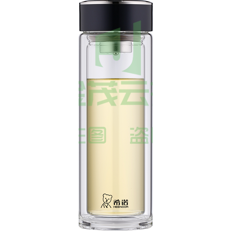 希诺(HEENOOR) 玻璃杯双层隔热茶杯男士商务办公泡茶带滤网便携车载水杯 XN-7081中闪银灰【310ml】    WLSZ08281209263345
