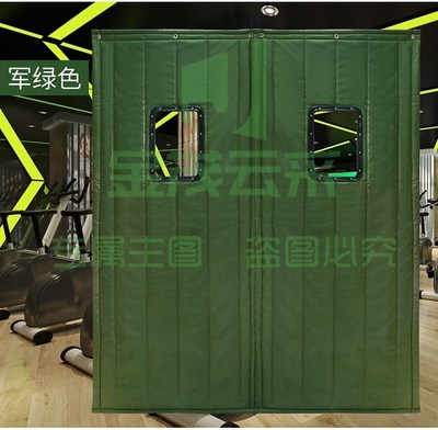 军绿色带窗户门帘 布艺棉门帘  冬季保暖防风帘  246*160cm