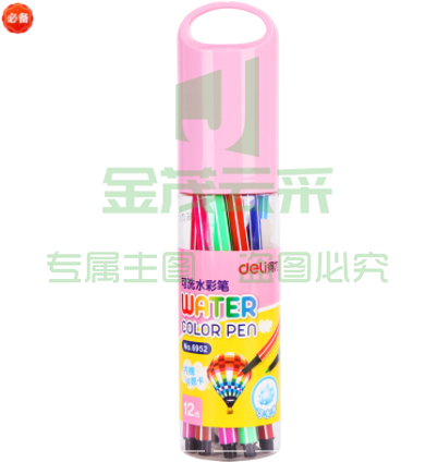 得力6952-12色桶装水彩笔蓝/粉色GDSM