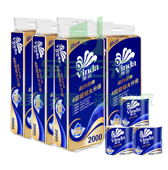 维达(Vinda) 卷纸 超韧有芯卷纸加厚4层200g/卷 10卷/提  V4073 200g