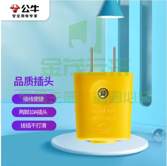 公牛插头 二脚10A插头摔不烂 单相两极 GNT-10L4S