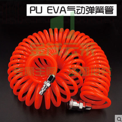 巨联（JULIAN）橙色5＊8＊50尺（12米左右）（配接头）气动弹簧管空压机气泵气管软管伸缩PU螺旋风管带快速接头气线气绳