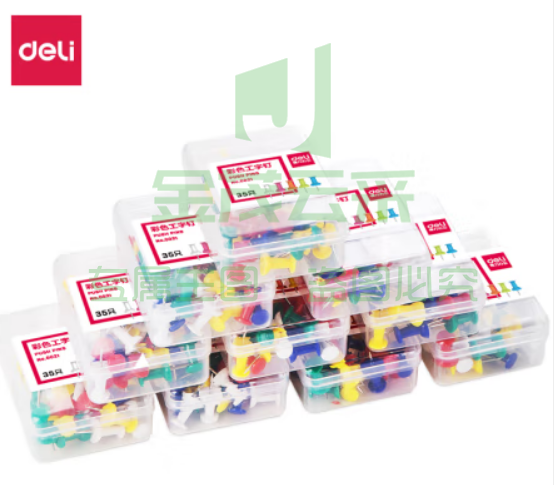 得力 deli 得力0021彩色工字钉(混)(35枚/盒).
