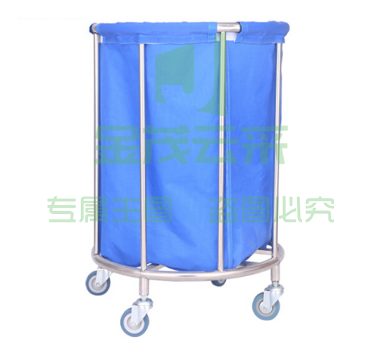 不锈钢污物车圆形 50cm*90cm护理车被服车